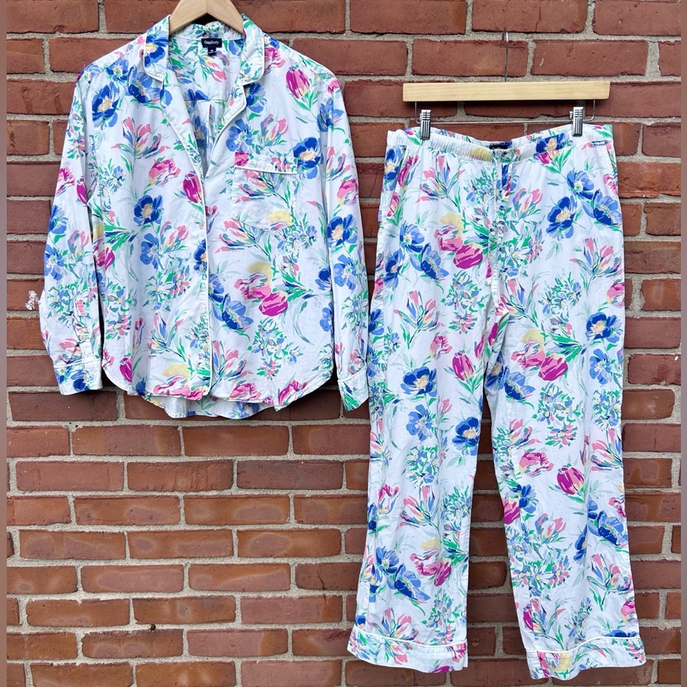 Gap White Floral Cotton Pajama Set